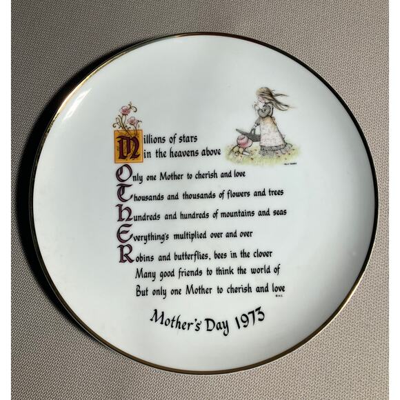 1973 Holly Hobbie Commemorative Edition Mother's Day Plate 10" - Picture 1 of 5